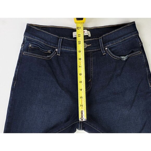 Levi's 8M Womens 32" Inseam 512 Perfectly Slimming Bootcut Blue Denim Logo Jeans - Picture 2 of 12